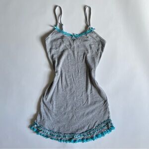 Fruit of the Loom Gray Chemise with Blue Lace